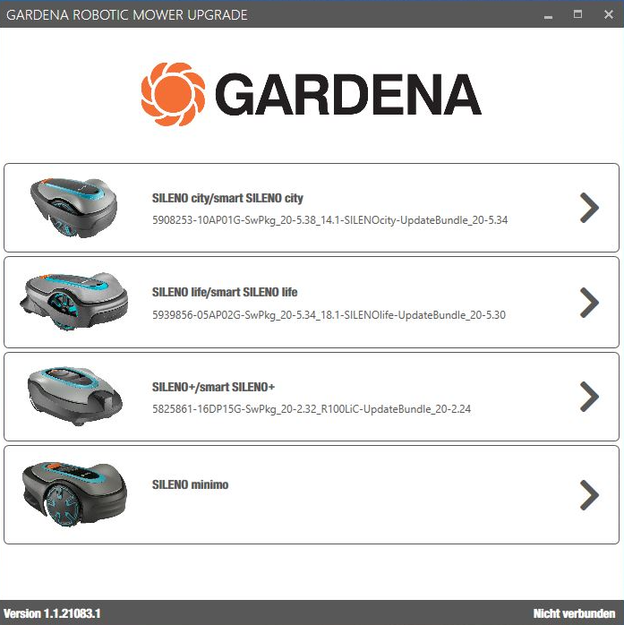 Screenshot Gardena Update Software